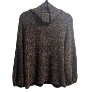 Zara Woman Size L Brown Boucle Turtleneck Sweater